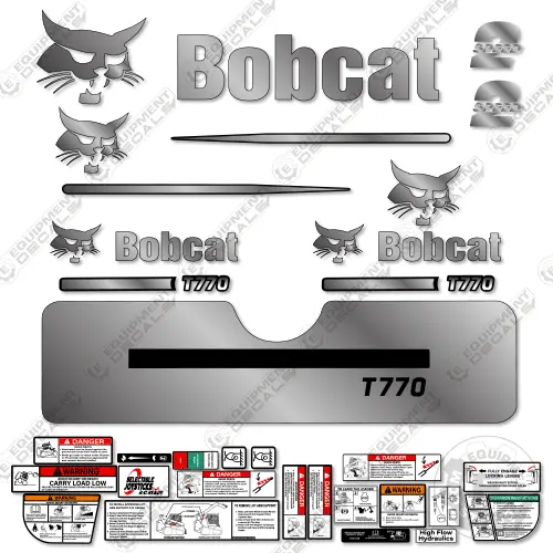 Fits Bobcat T-770 Compact Track Loader Decal Kit (Straight Stripes) Custom Silver 1