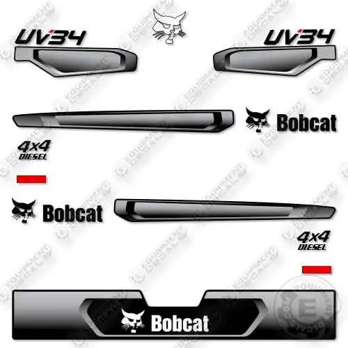 Fits Bobcat Uv34 Diesel 4X4 Decal Kit Utility Vehicle- Custom Black! 1
