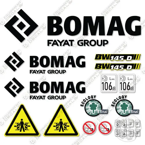 Fits Bomag Bw 145D Decal Kit Roller 1