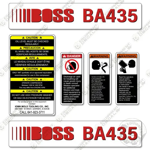 Fits Boss Ba435 Decal Kit Air Compressor 1