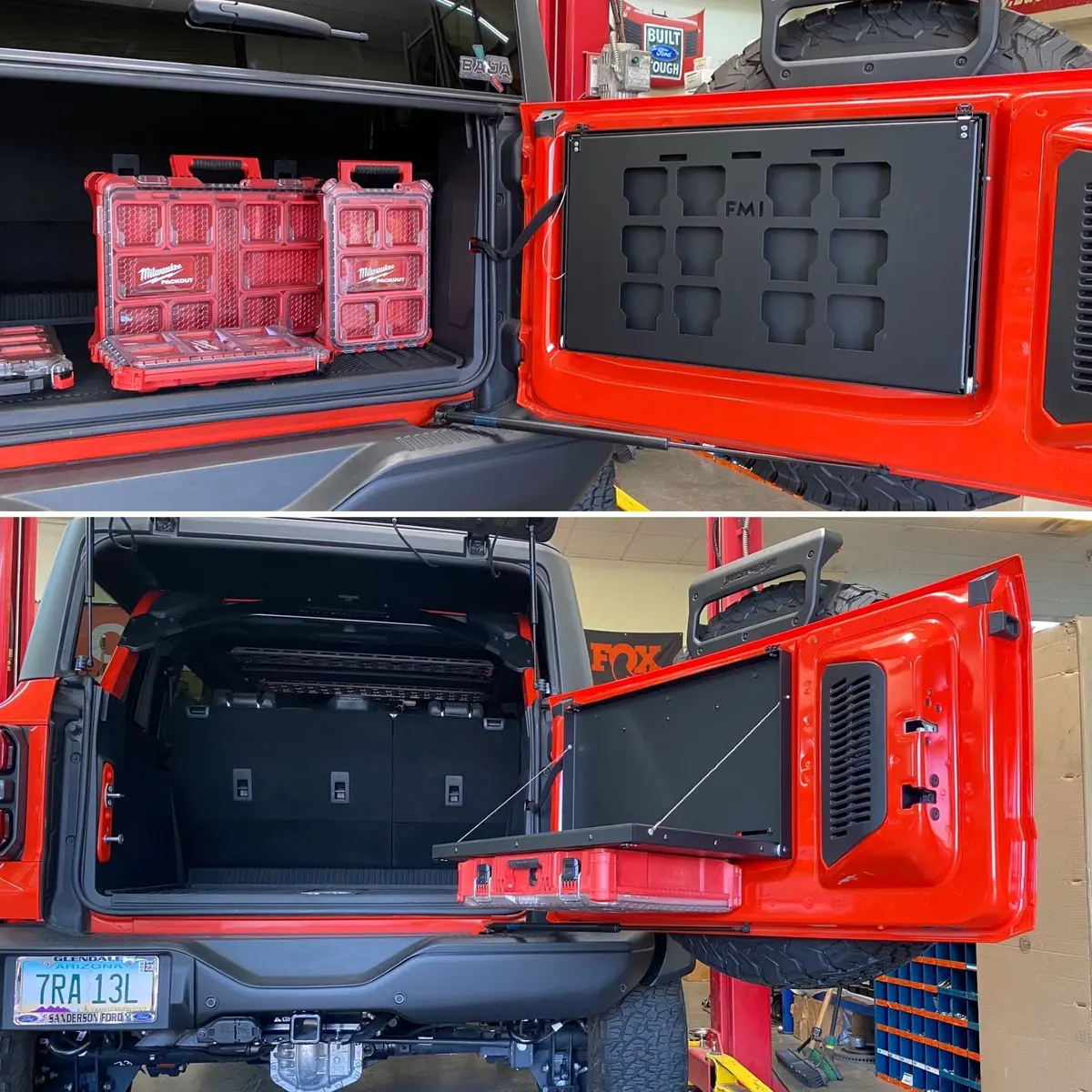 Foutz Motorsports 21+ Ford Bronco And 22+ Ford Bronco Raptor Tailgate Folding Table With Packout Storage Mount 1
