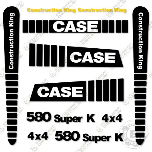 Fits Case 580 Super K Decal Kit Backhoe (Black Version) 1