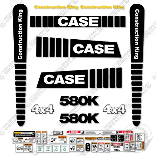 Fits Case 580K Decal Kit Backhoe (Black Version) 1