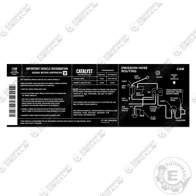 Chevy Silverado Catalyst Emissions Decal 1