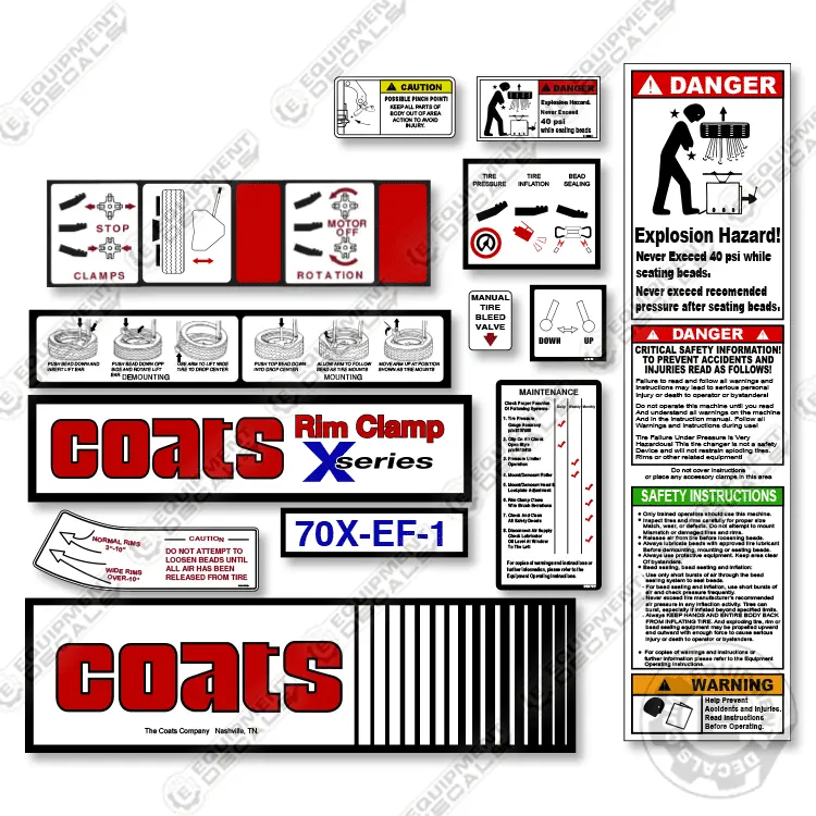 Fits Coats 70X-Ef-1 Decal Kit Rim Clamp 1