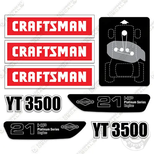 Fits Craftsman Yt3500 Decal Kit Mower 1