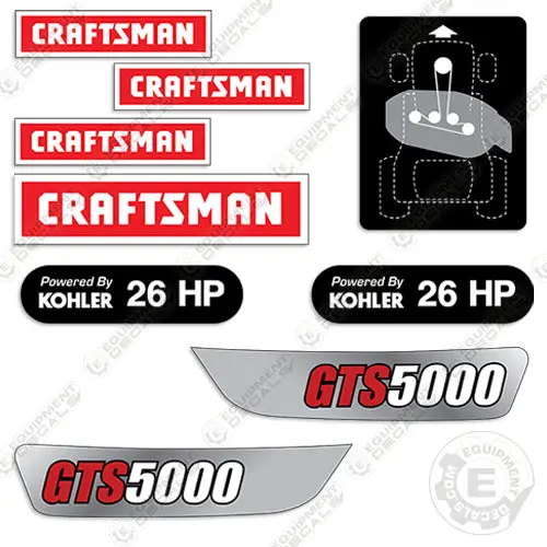 Fits Craftsman Gts5000 Decal Kit Mower 1