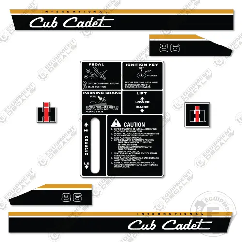 Fits Cub Cadet 86 Decal Kit Riding Mower 1