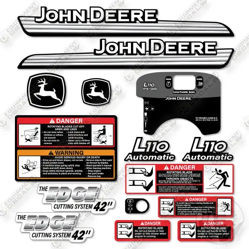 John Deere L110 Decal Kit Riding Mower - Custom White! 1