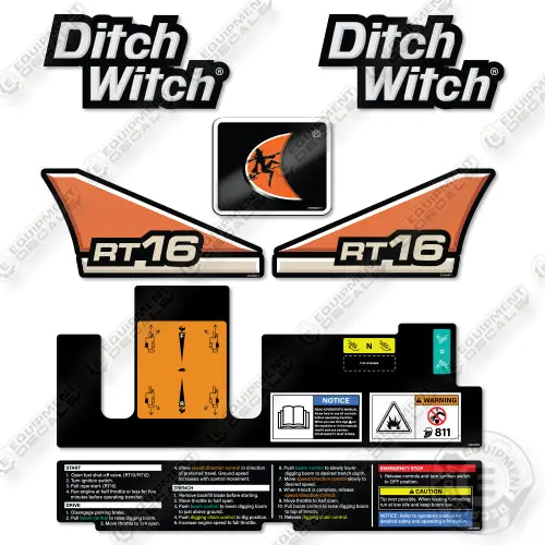 Fits Ditch Witch Rt16 Decal Kit Trencher 1