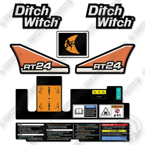 Fits Ditch Witch Rt-24 Decal Kit Trencher- New Style ! 1