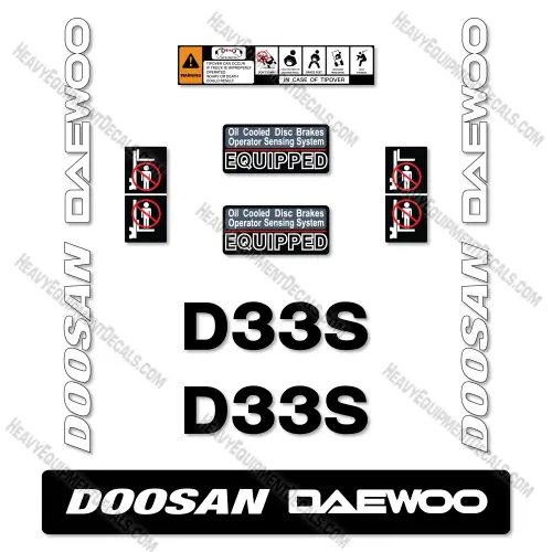 Fits Doosan Daewoo D33s-3 Decal Kit Forklift 1