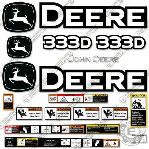 Fits John Deere 333D Decal Kit Skid Steer - Warning Stickers 1