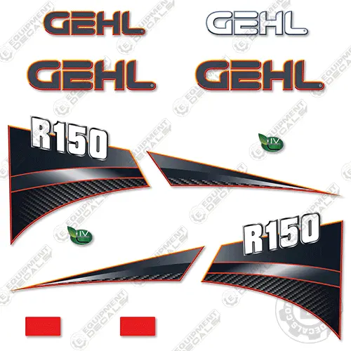 Fits Gehl R150 Decal Kit Skid Steer - Orange Version 1
