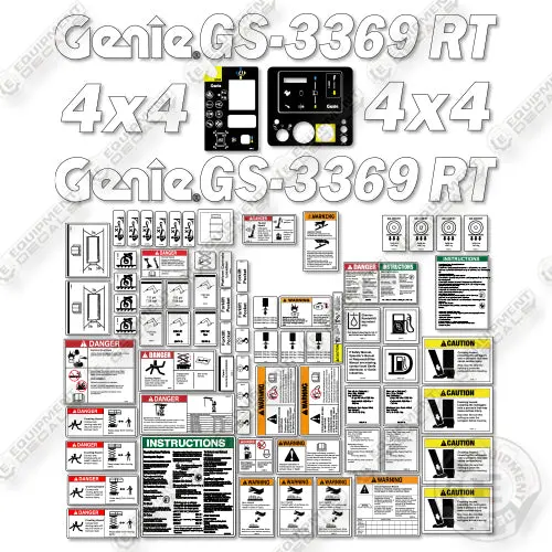 Fits Genie Gs-3369 Rt (Gs6911-101 To Gs6916-7896) Decal Kit Scissor Lift 1