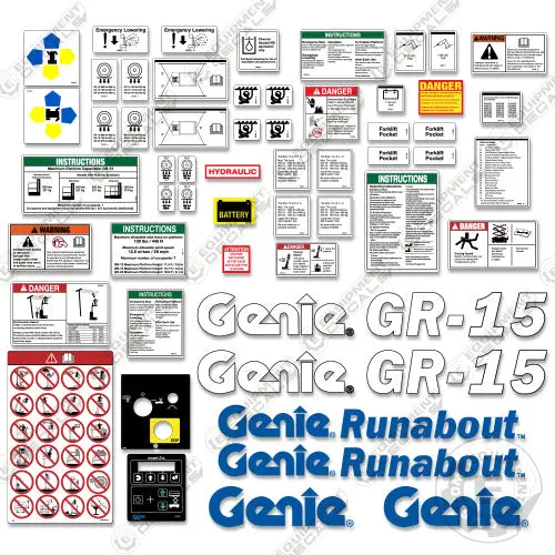 Fits Genie Gr15 Decal Kit Vertical Mast Lift Runabout 1