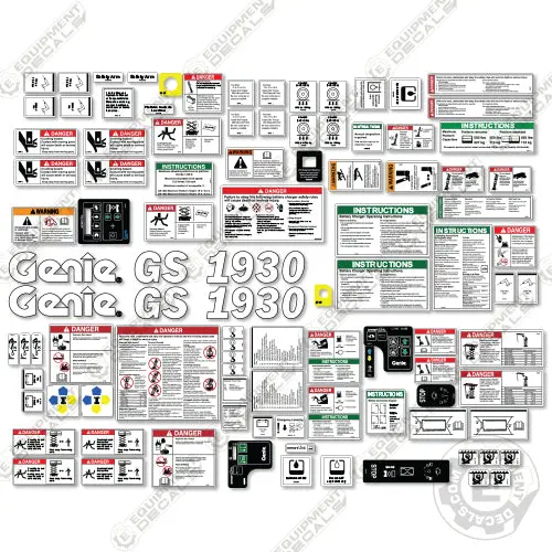 Fits Genie Gs1930 Decal Kit Scissor Lift (Sn Gs3010a-110000 To Gs3015a-141945 1
