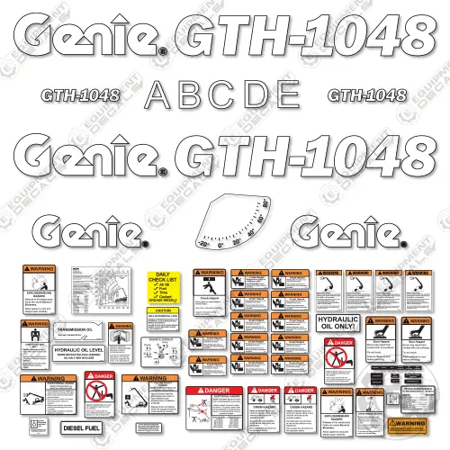 Fits Genie Gth 1048 Telescopic Fork Lift Decal Kit 1