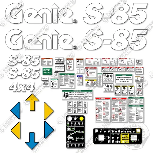 Fits Genie S-85 Decal Kit Boom Lift (S8508-8000 To S8516h-13258) 1