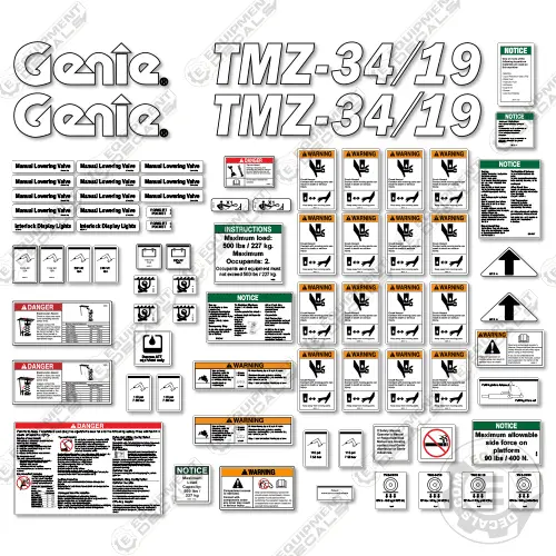 Fits Genie Tmz-34/19 Decal Kit Boom Lift 1