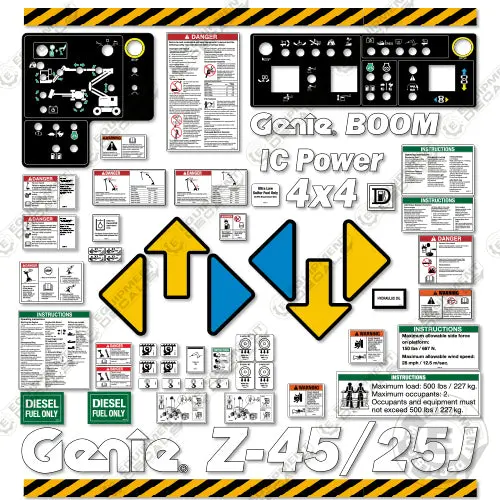 Fits Genie Z-45/25J Decal Kit Telescopic Boom Lift 1