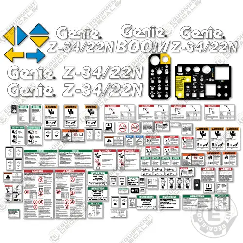 Fits Genie Z34/22N Decal Kit Boom Lift (Sn: 2227 To 10885) 1