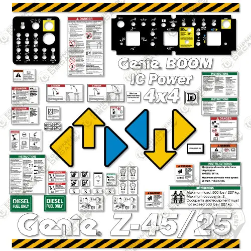 Fits Genie Z-45/25 Decal Kit Telescopic Boom Lift (2003 Version) 1