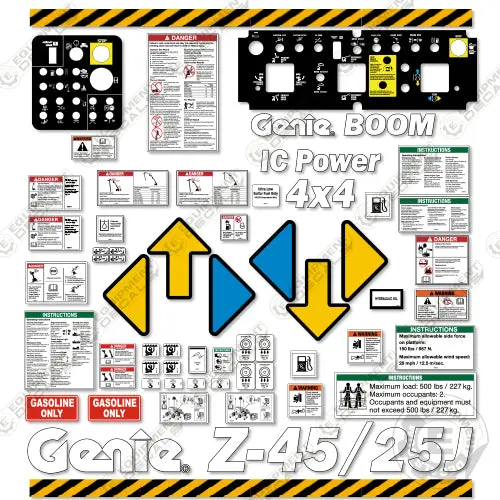 Fits Genie Z-45/25J Decal Kit Boom Lift (1999 Gasoline Version) 1