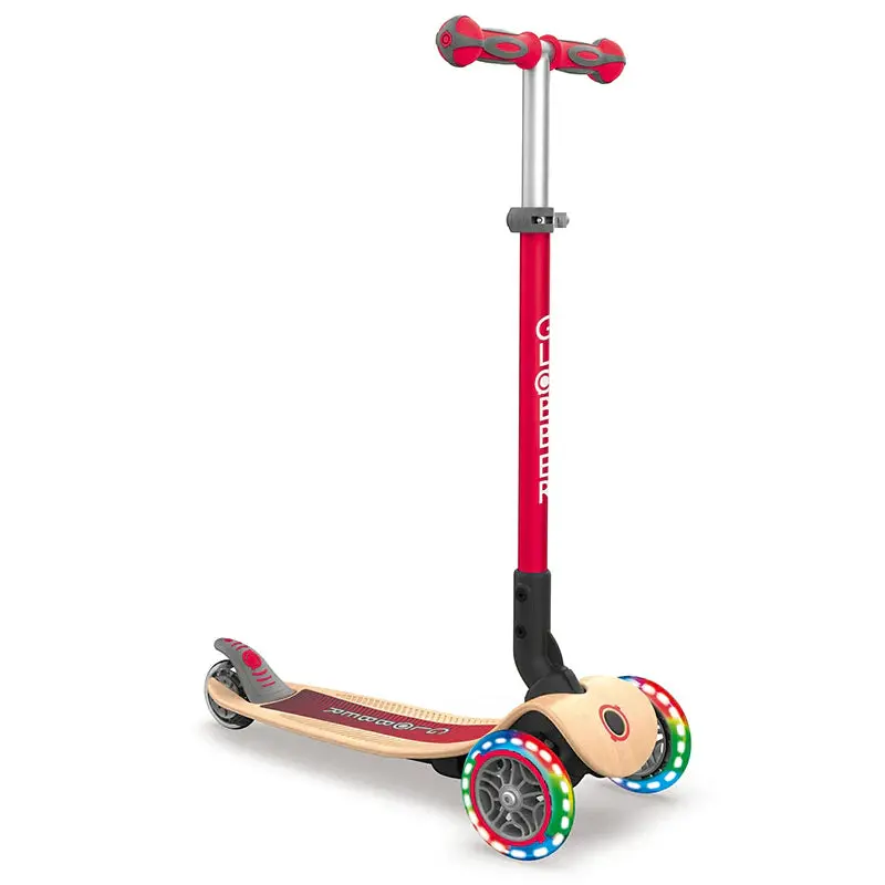 Globber Primo Foldable Lights Wood 3-Wheel Scooter 1