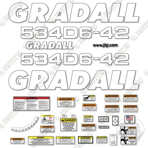Fits Gradall 534D6-42 Decal Kit Telehandler 1