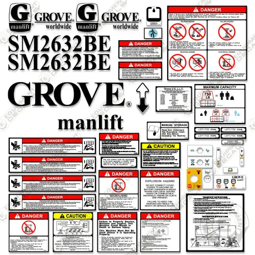 Fits Grove Sm2632be Decal Kit Scissor Lift 1