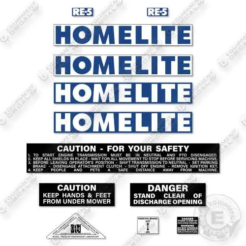 Fits Homelite Re-5 Decal Kit Riding Mower 1