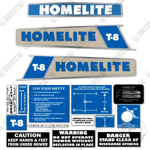 Fits Homelite T-8 Decal Kit Riding Mower 1