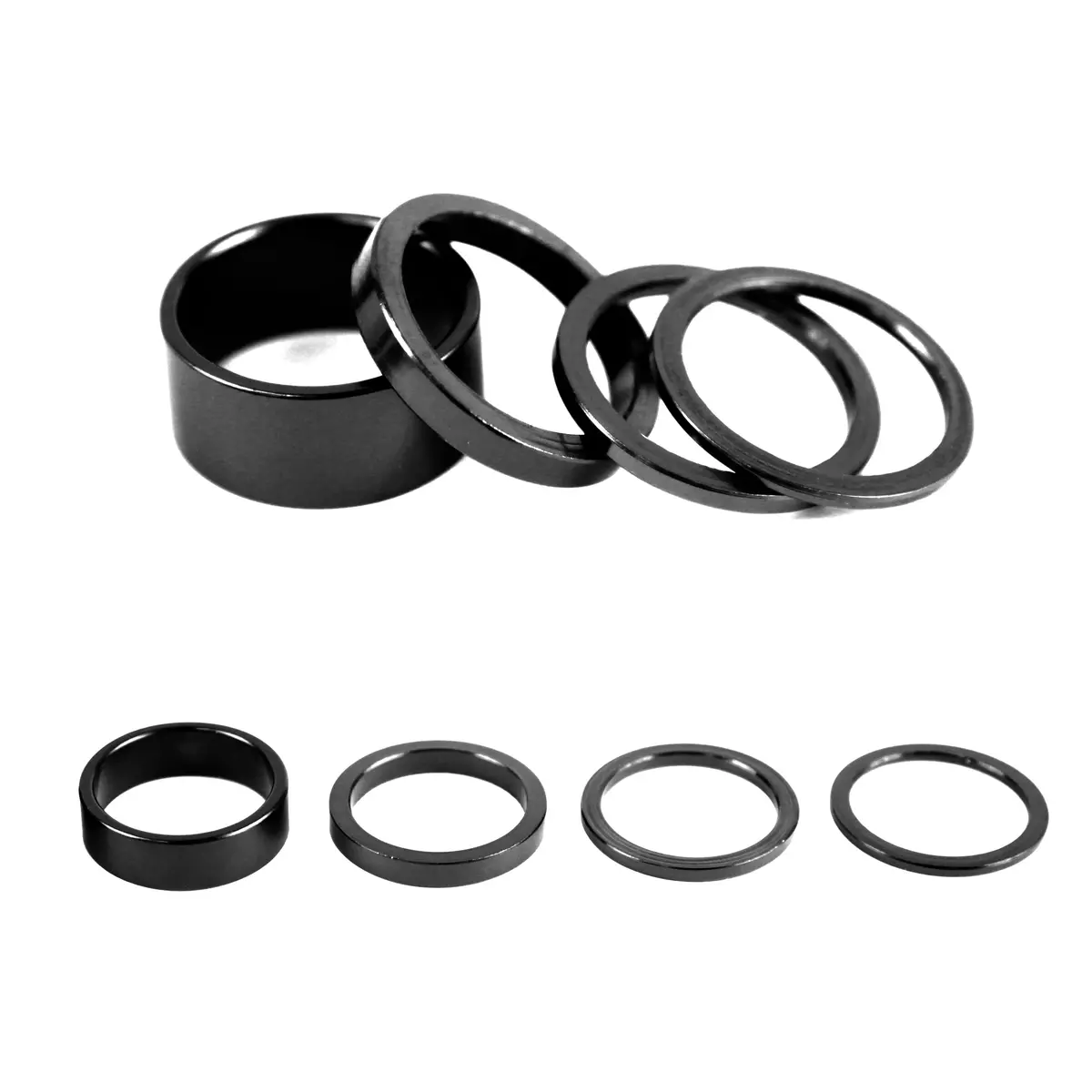 Headset Spacers Set 1" Theadless 2, 5, 8, 10Mm Black 1
