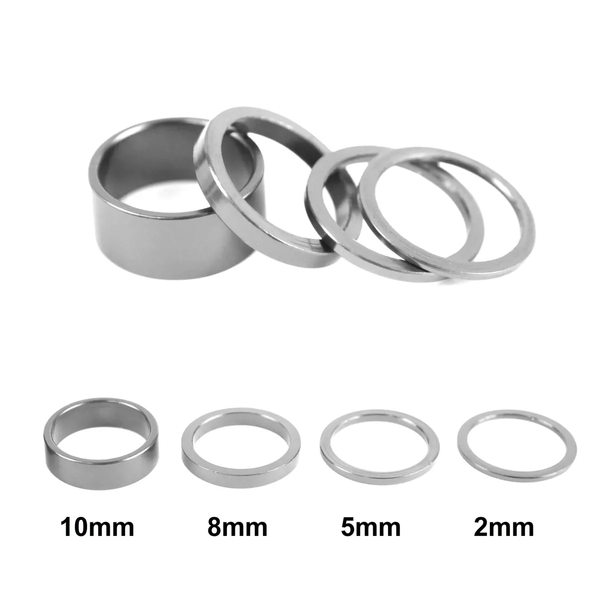 Headset Spacer Set Alloy Threadless 1 1/8" Silver 1