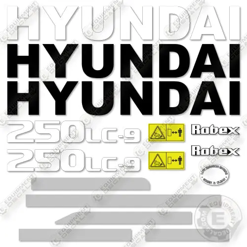Fits Hyundai 250Lc-9 Decal Kit Crawler Excavator 1