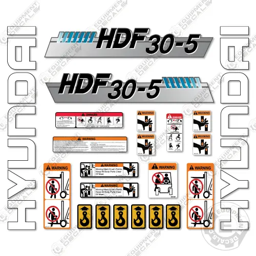 Fits Hyundai Hdf30-5 Decal Kit Forklift 1