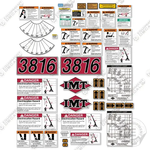 Fits Imt Crane Truck 3816 Series Full Safety Decal Kit With Logos 1