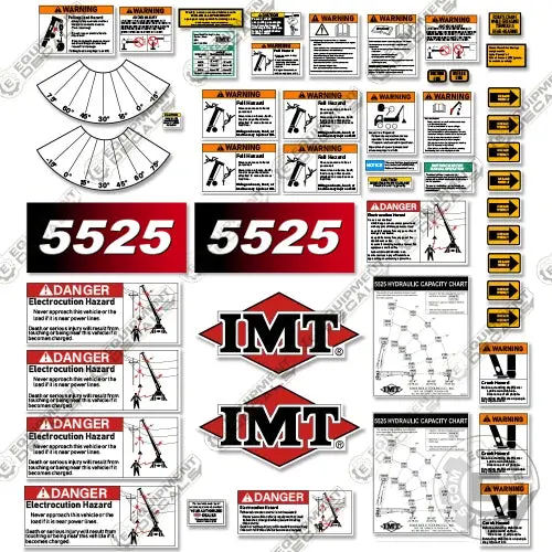Fits Imt 5525 Decal Kit Crane Truck Warning Set (New Style) 1
