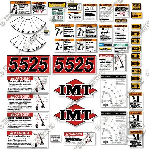 Fits Imt 5525 Decal Kit Crane Truck Warning Set (Older Style) 1