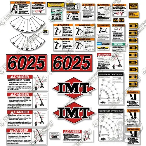 Fits Imt 6025 Decal Kit Crane Truck Warning Set (Older Style) 1