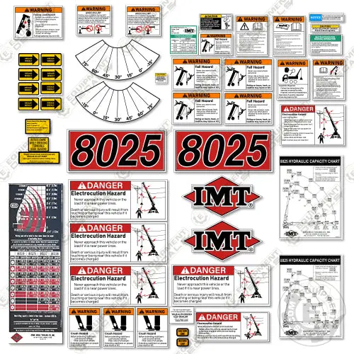Fits Imt 8025 Decal Kit Crane Truck Warning Set (Older Style) 1