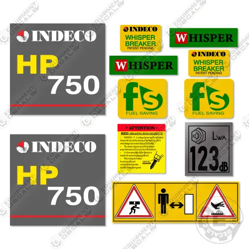Indeco Hp750 Decal Kit Hydraulic Hammer -Aftermarket Kit 1
