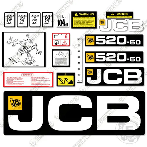 Fits Jcb 520-50 Decal Kit Telehandler - Style 2 1