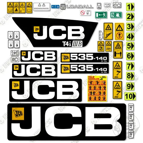 Fits Jcb 535-140 Hi-Viz Decal Kit (T4i Iiib) Telehandler (2015-2017) 1