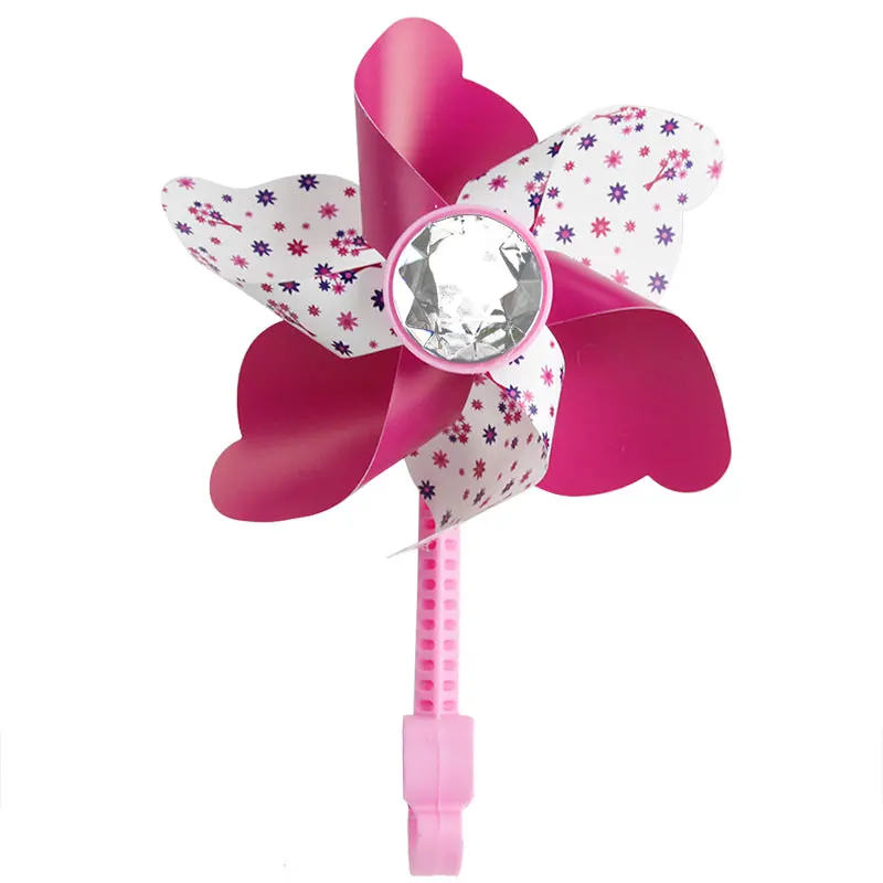 Kids Clip-On Windmill Flower Handlebar Decoration - Pink 1