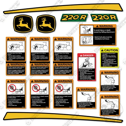Fits John Deere 220R Decal Kit Loader Attachment 1