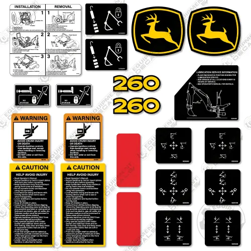 Fits John Deere 260 Decal Kit Backhoe Attachment 1