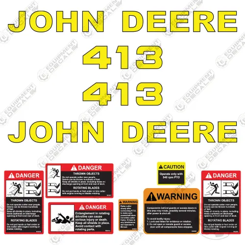 Fits John Deere 413 Decal Kit Rotary Cutter 1