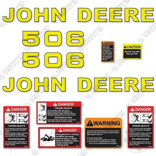 Fits John Deere 506 Decal Kit Rotary Cutter 1